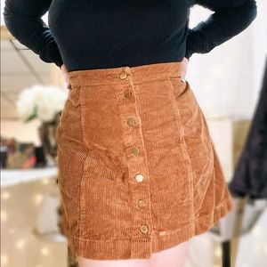 Charlotte Russe XL camel corduroy button up skirt